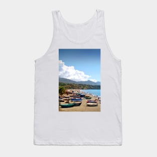 Fishing Boats Burriana Beach Nerja Spain Tank Top